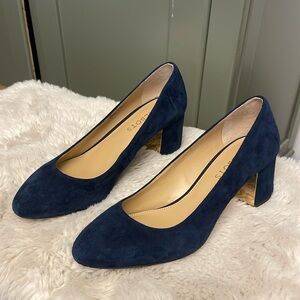 Blue Suede Talbot closed-toe block heels